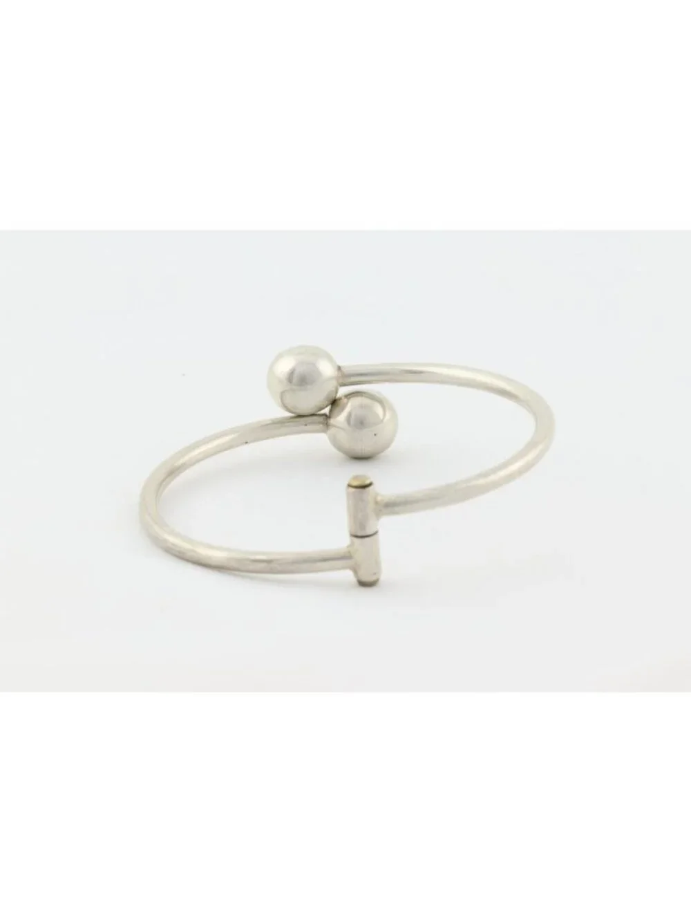 Sterling Silver Ball Bead Cuff Bangle Bracelet Opens 7" inch - Picture 4 of 7